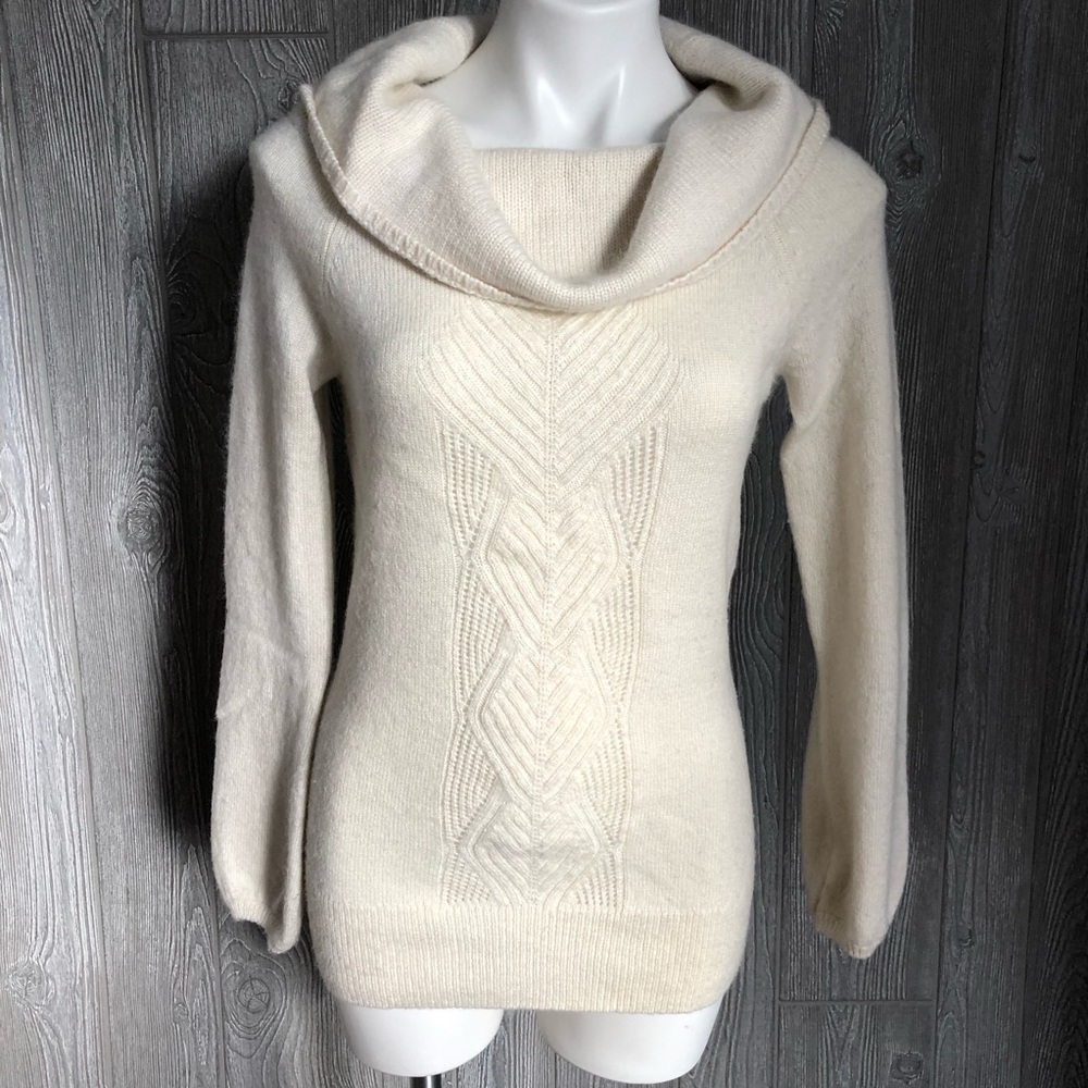 White House Black Market Cream Cowl Neck Sweater